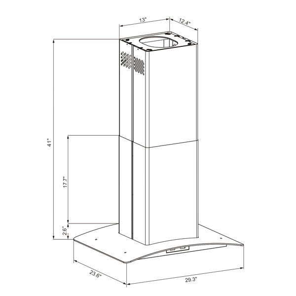 Winflo 30" 267 CFM Convertible Island Range Hood in Stainless Steel